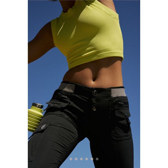 Free People Movement Cascade Flare Pants Medium Muted Beige NWOT Cargo Stretch - Picture 3 of 10